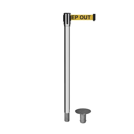 Retractable Belt Removable Stanchion, 2ft Pol.Steel Post  9ft. Dange